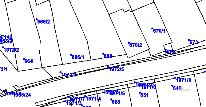 Parcela st. 668 v KÚ Mistřín, Katastrální mapa