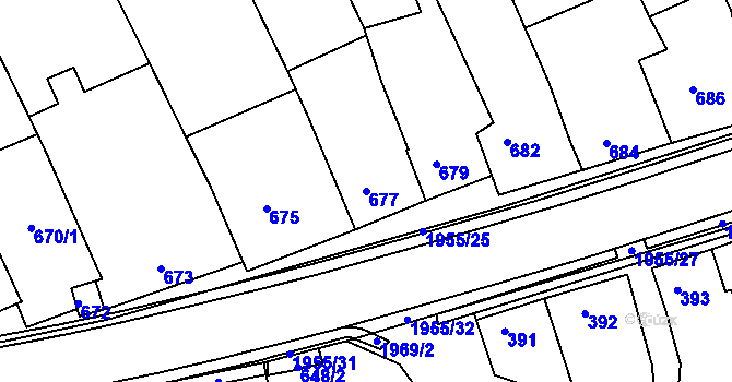 Parcela st. 677 v KÚ Mistřín, Katastrální mapa