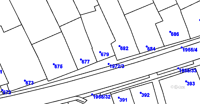 Parcela st. 679 v KÚ Mistřín, Katastrální mapa