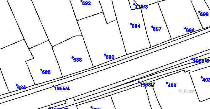Parcela st. 690 v KÚ Mistřín, Katastrální mapa
