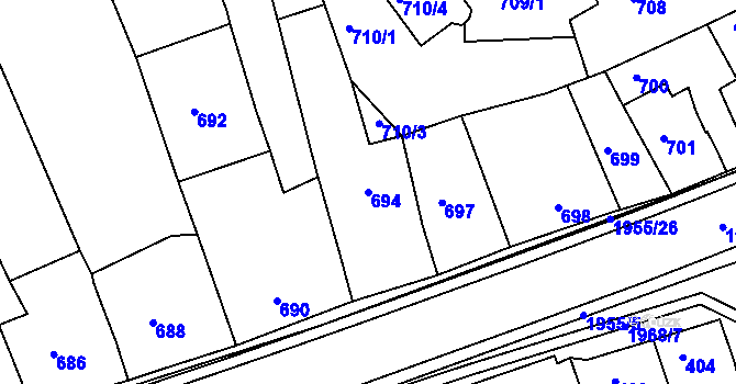 Parcela st. 694 v KÚ Mistřín, Katastrální mapa