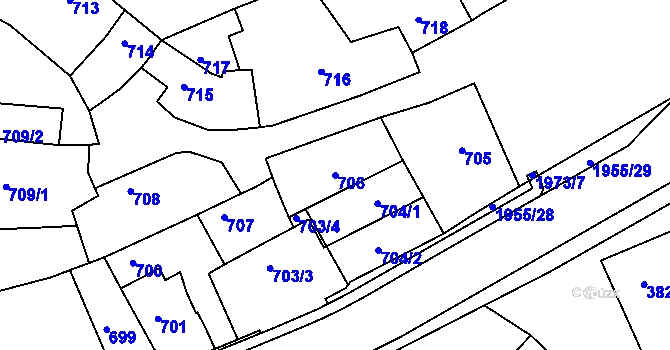 Parcela st. 706 v KÚ Mistřín, Katastrální mapa
