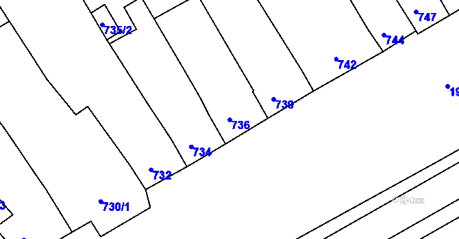Parcela st. 736 v KÚ Mistřín, Katastrální mapa