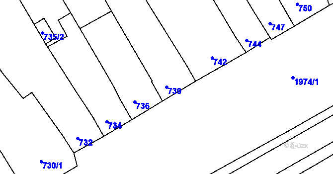Parcela st. 739 v KÚ Mistřín, Katastrální mapa
