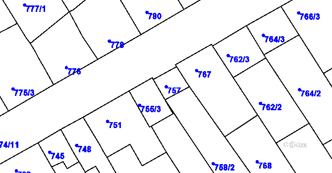 Parcela st. 757 v KÚ Mistřín, Katastrální mapa