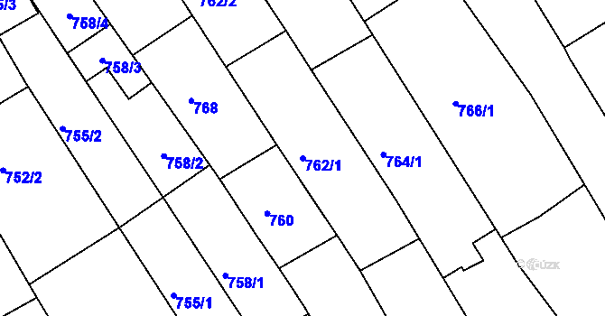 Parcela st. 762/1 v KÚ Mistřín, Katastrální mapa