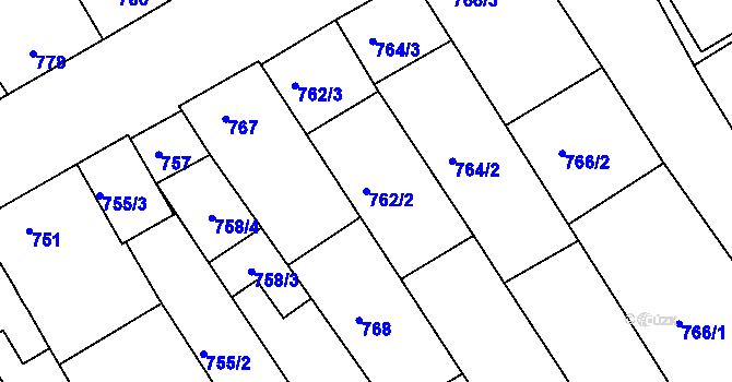 Parcela st. 762/2 v KÚ Mistřín, Katastrální mapa