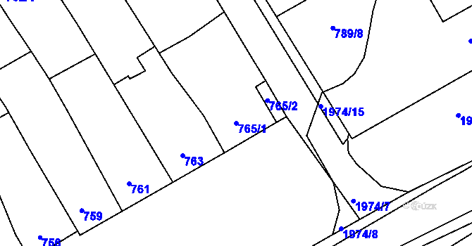 Parcela st. 765/1 v KÚ Mistřín, Katastrální mapa