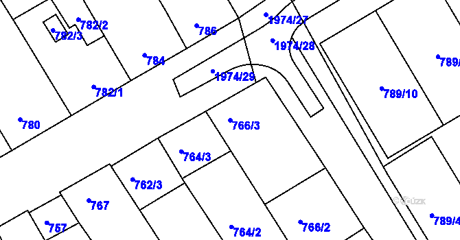 Parcela st. 766/3 v KÚ Mistřín, Katastrální mapa