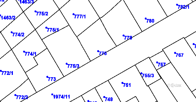 Parcela st. 776 v KÚ Mistřín, Katastrální mapa