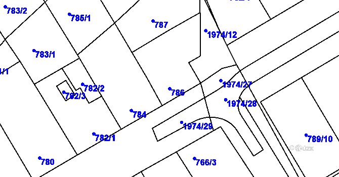 Parcela st. 786 v KÚ Mistřín, Katastrální mapa