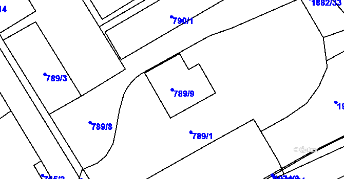 Parcela st. 789/9 v KÚ Mistřín, Katastrální mapa