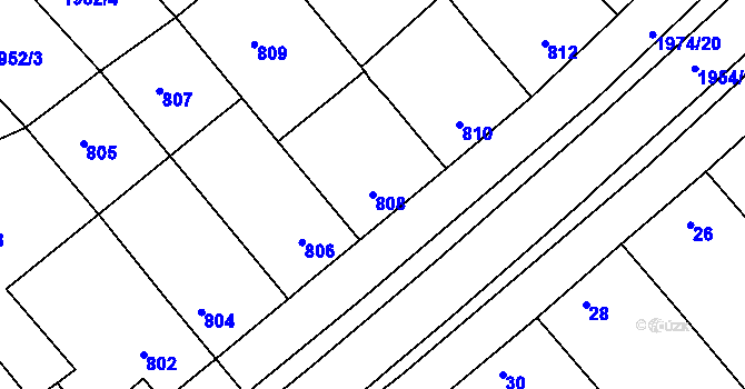 Parcela st. 808 v KÚ Mistřín, Katastrální mapa
