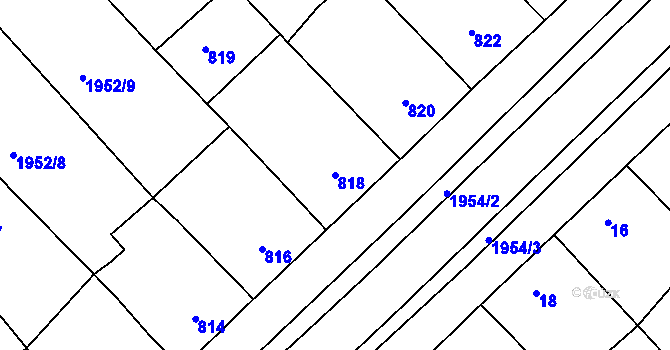 Parcela st. 818 v KÚ Mistřín, Katastrální mapa