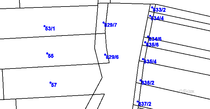 Parcela st. 829/6 v KÚ Mistřín, Katastrální mapa