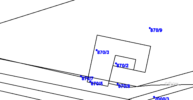 Parcela st. 870/3 v KÚ Mistřín, Katastrální mapa