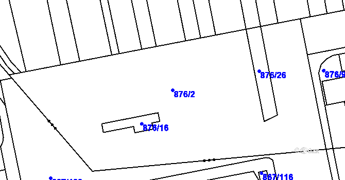 Parcela st. 876/2 v KÚ Mistřín, Katastrální mapa
