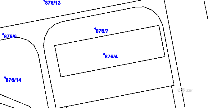 Parcela st. 876/4 v KÚ Mistřín, Katastrální mapa