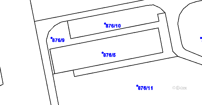 Parcela st. 876/5 v KÚ Mistřín, Katastrální mapa
