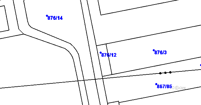 Parcela st. 876/12 v KÚ Mistřín, Katastrální mapa