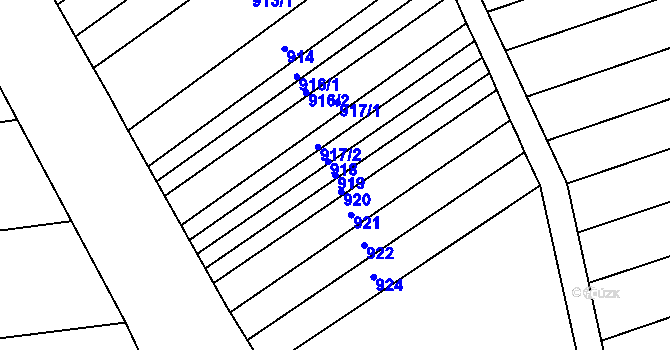 Parcela st. 919 v KÚ Mistřín, Katastrální mapa