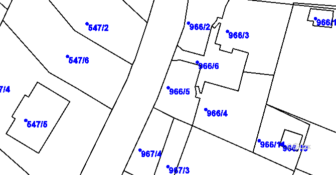 Parcela st. 966/5 v KÚ Mistřín, Katastrální mapa