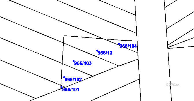 Parcela st. 966/13 v KÚ Mistřín, Katastrální mapa