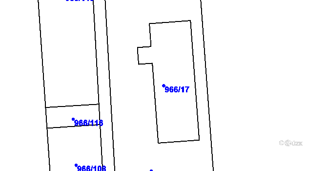 Parcela st. 966/17 v KÚ Mistřín, Katastrální mapa