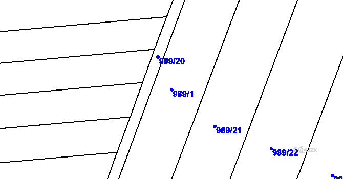 Parcela st. 989/1 v KÚ Mistřín, Katastrální mapa
