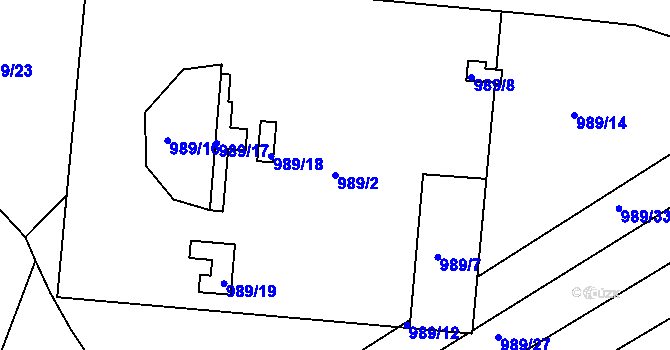 Parcela st. 989/2 v KÚ Mistřín, Katastrální mapa