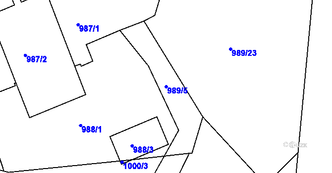 Parcela st. 989/5 v KÚ Mistřín, Katastrální mapa