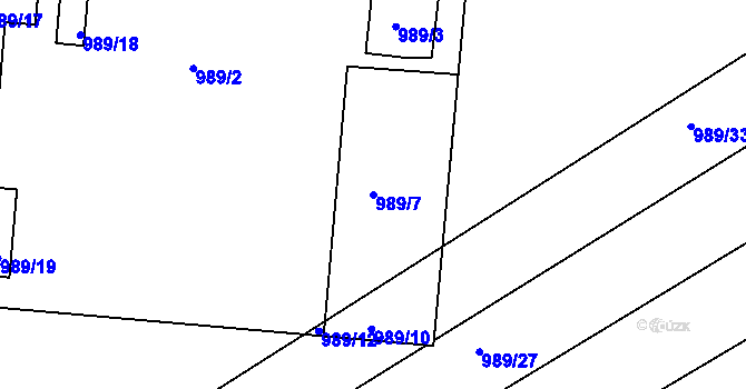 Parcela st. 989/7 v KÚ Mistřín, Katastrální mapa