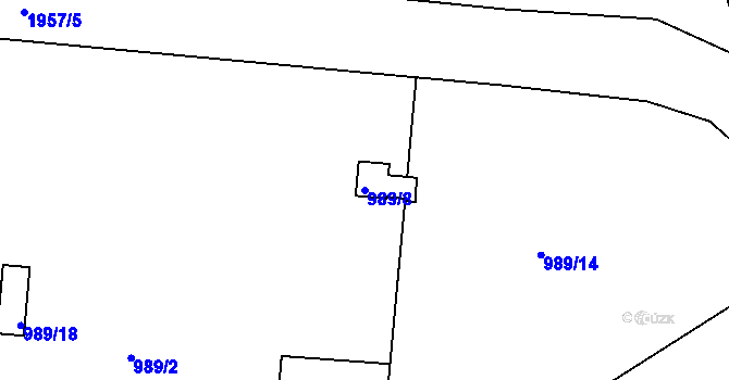 Parcela st. 989/8 v KÚ Mistřín, Katastrální mapa