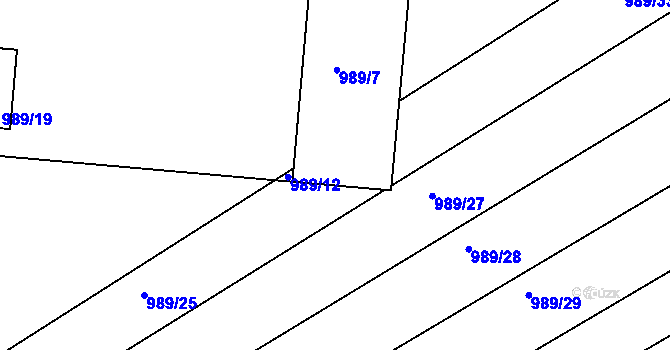 Parcela st. 989/10 v KÚ Mistřín, Katastrální mapa