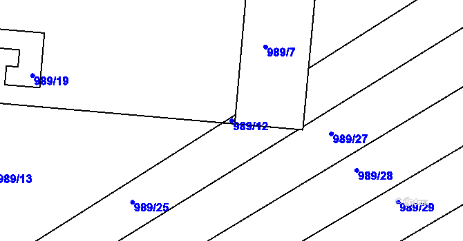 Parcela st. 989/12 v KÚ Mistřín, Katastrální mapa
