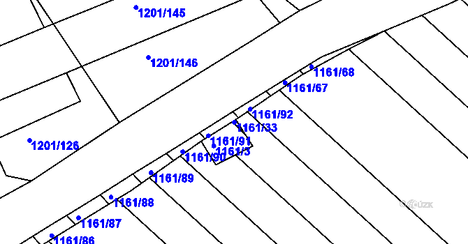 Parcela st. 1161/33 v KÚ Mistřín, Katastrální mapa