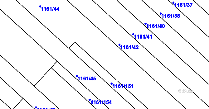 Parcela st. 1161/43 v KÚ Mistřín, Katastrální mapa