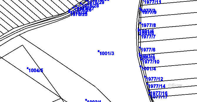 Parcela st. 1001/3 v KÚ Mistřín, Katastrální mapa