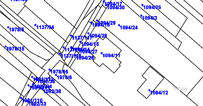Parcela st. 1094/11 v KÚ Mistřín, Katastrální mapa