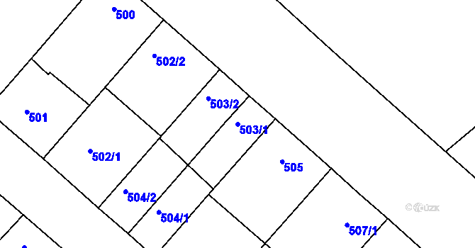 Parcela st. 503/1 v KÚ Mistřín, Katastrální mapa