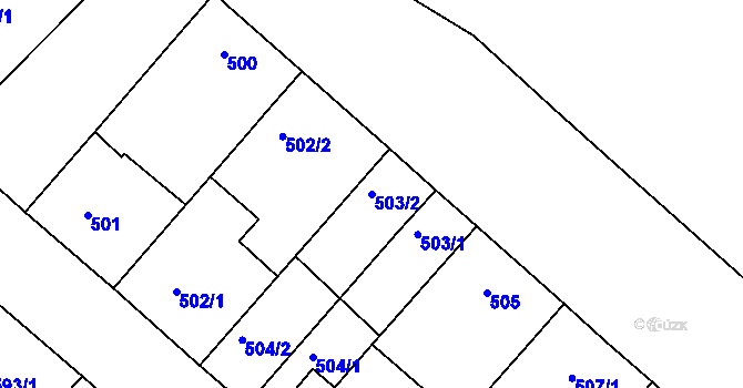 Parcela st. 503/2 v KÚ Mistřín, Katastrální mapa