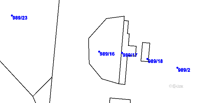 Parcela st. 989/16 v KÚ Mistřín, Katastrální mapa