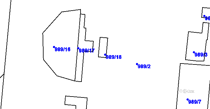 Parcela st. 989/18 v KÚ Mistřín, Katastrální mapa