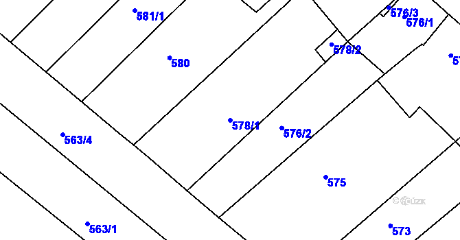 Parcela st. 578/1 v KÚ Mistřín, Katastrální mapa