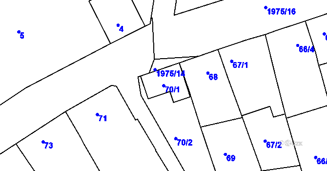 Parcela st. 70/1 v KÚ Mistřín, Katastrální mapa