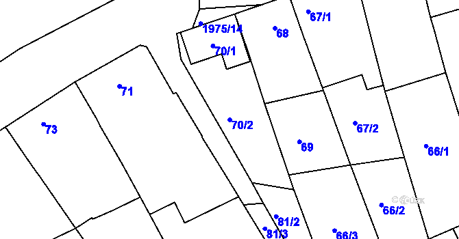 Parcela st. 70/2 v KÚ Mistřín, Katastrální mapa