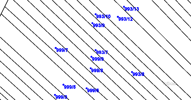 Parcela st. 993/7 v KÚ Mistřín, Katastrální mapa