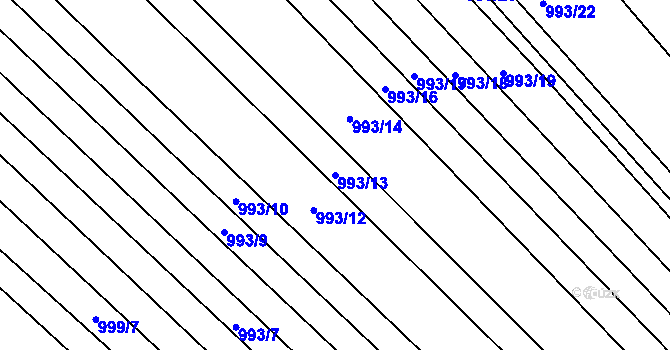 Parcela st. 993/13 v KÚ Mistřín, Katastrální mapa