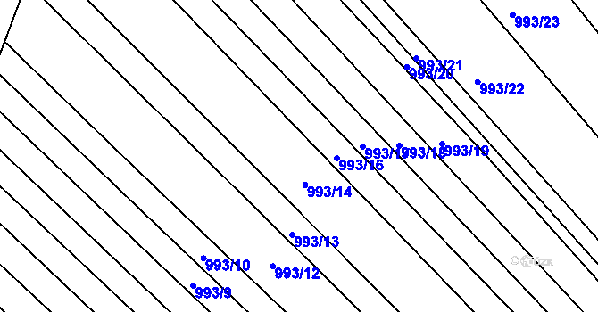 Parcela st. 993/15 v KÚ Mistřín, Katastrální mapa