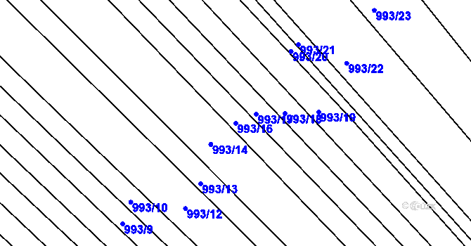 Parcela st. 993/16 v KÚ Mistřín, Katastrální mapa